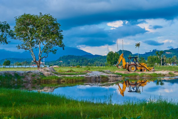 construction tractor works field tropical island 105751 11344